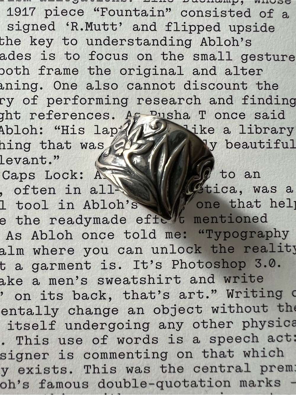 SHABLOOL • Floral Leaf 925 Sterling Silver Wide Band Ring